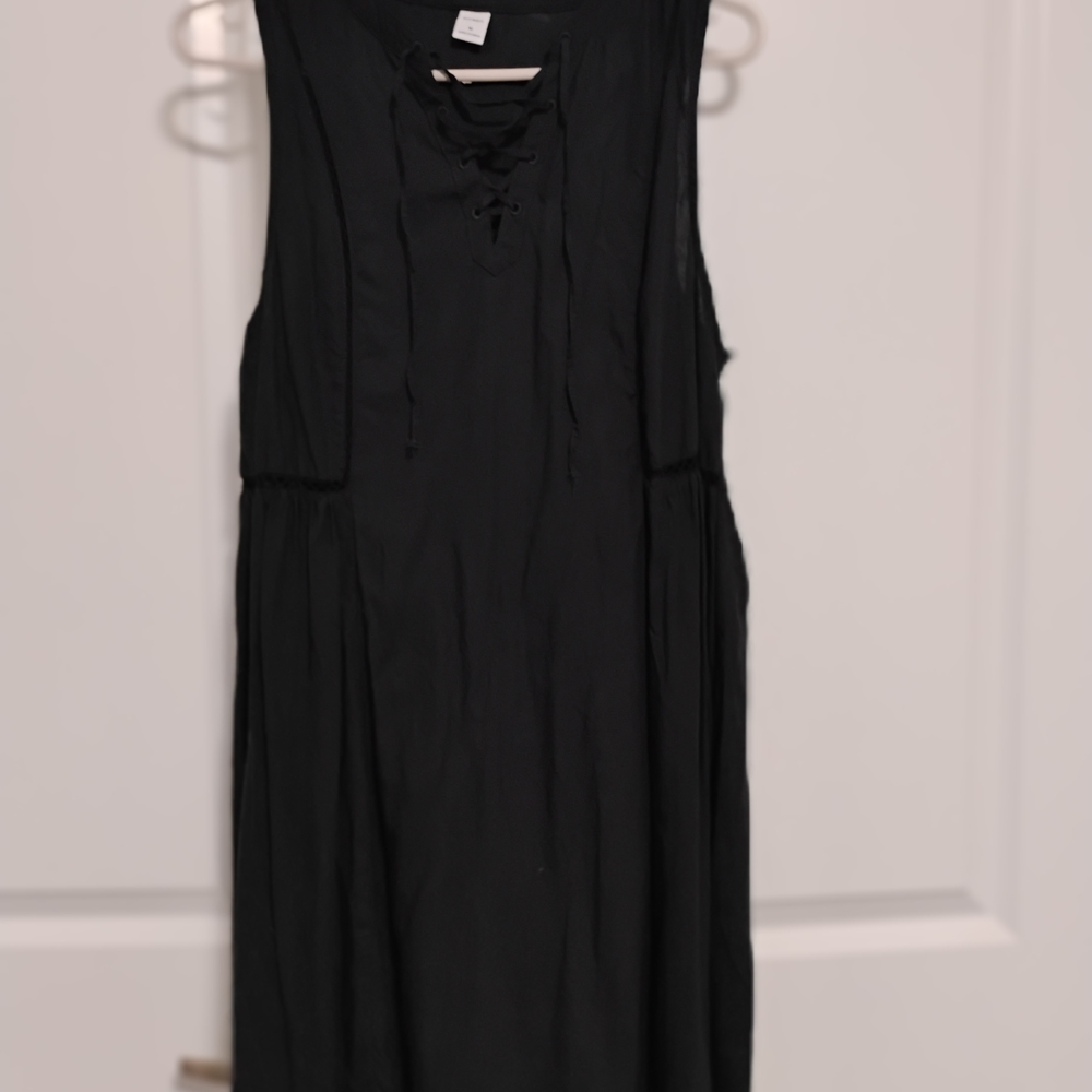 Old Navy Black Lace-Up Mini Dress